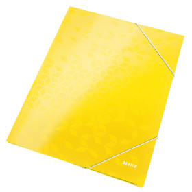Chemise 3 rabats carton pellicule wow leitz, jaune