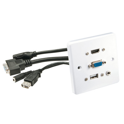 LINDY Prise murale VGA HDMI USB Jack 3,5mm Stéréo