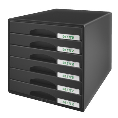 Bloc de classement 6 tiroirs leitz plus, noir