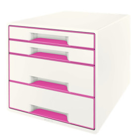 Bloc de classement 4 tiroirs wow leitz , blanc rose