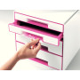 Bloc de classement 4 tiroirs wow leitz , blanc rose
