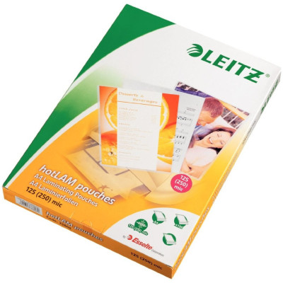 Pochette de plastification a4, 125µ leitz, boite 100, transparent