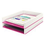 Corbeille a courrier dual wow leitz, blanc rose