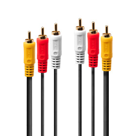 LINDY Câble audio vidéo Premium, 3 x RCA (Cinch) mâle mâle, 1m