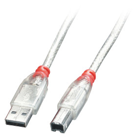 LINDY Câble USB 2.0 Type A vers B, transparent, 0.5m