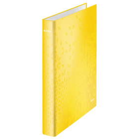 Classeur 4 anneaux plastifie a4 25mm wow leitz, jaune