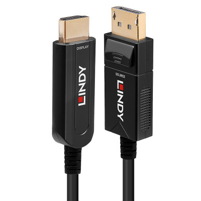 Lindy câble hybride fibre optique displayport 1.2 vers hdmi 18g, 30m