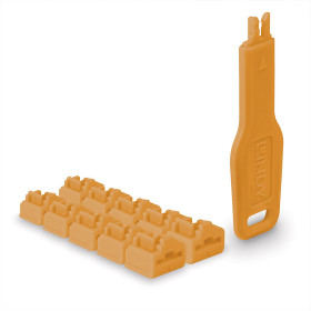 LINDY Verrous de ports RJ45, 10 pièces avec clé, Orange