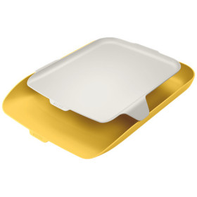 Corbeille a courrier avec organiseur de bureau cosy leitz, jaune