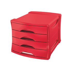 Bloc de classement 4 tiroirs europost vivida esselte, opaque, rouge