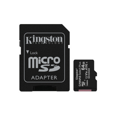 Kingston Canvas Select Plus Carte Mémoire 64Gb + Adaptateur SDCS2 64GB