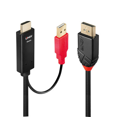 LINDY Câble adaptateur actif HDMI vers DisplayPort 4K30Hz 1m