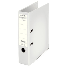 Classeur a levier a4 pp 80mm chromos plus esselte, blanc