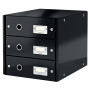 Bloc de classement 3 tiroirs click & store wow leitz , noir
