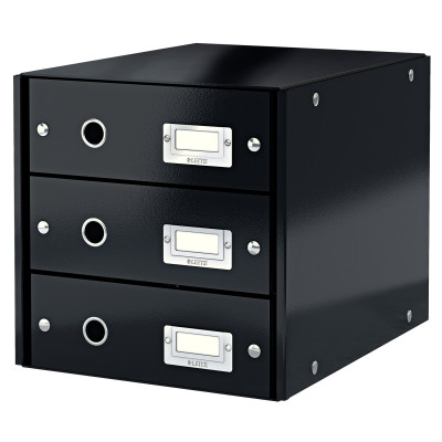 Bloc de classement 3 tiroirs click & store wow leitz , noir
