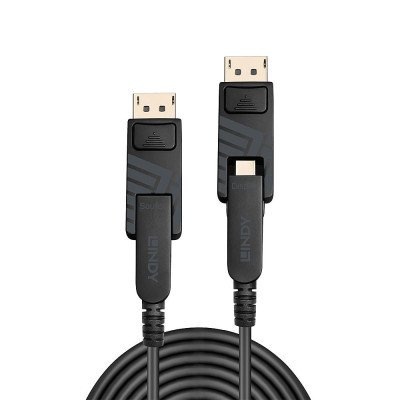 LINDY Câble Mini DisplayPort 1.4 Hybride Fibre Optique, connecteurs DP fournis,