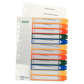 Intercalaire imprimable, PP, extra-large 12 touches, Leitz Mutlicolore