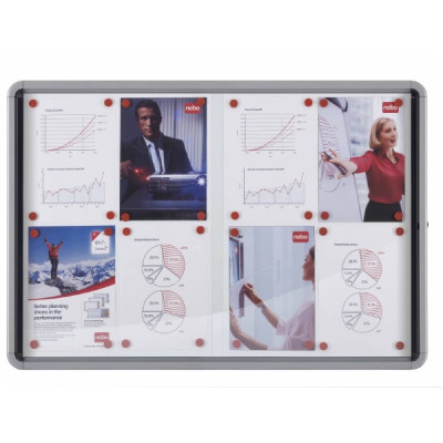 Vitrine d'interieur 8xa4 premium plus nobo, magnetique, blanc
