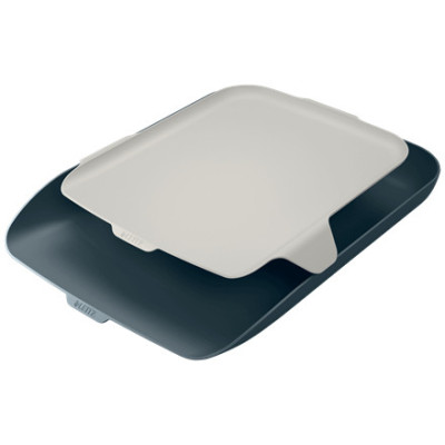 Corbeille a courrier avec organiseur de bureau cosy leitz, gris