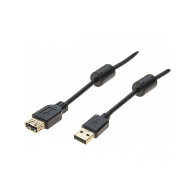 RALLONGE USB 2.0 A   A OR + FERRITES NOIRE - 5,0 M