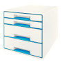 Bloc de classement 4 tiroirs wow leitz , blanc bleu