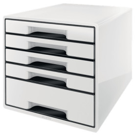 Bloc de classement 5 tiroirs wow leitz , blanc noir
