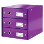 Bloc de classement 3 tiroirs click & store wow leitz , violet