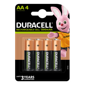 Pack de 4 piles rechargeables Duracell AA HR6 1300mah