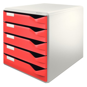 Bloc de classement 5 tiroirs, leitz rouge