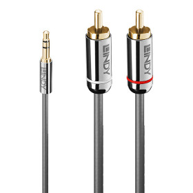 LINDY Câble Audio Jack 3.5mm vers RCA, Cromo Line, 1m