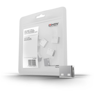 LINDY Bloqueurs de ports USB A, 10 pièces, Blanc