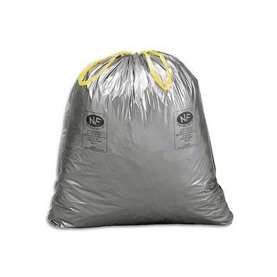 Rouleau de 25 sacs poubelles à liens coulissants standards 50 litres 28 microns