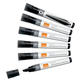 Marqueurs pour tableaux Blancs Liquid Ink, pointe biseautee, Noir, Boite de 10,