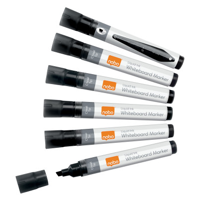 Marqueurs pour tableaux Blancs Liquid Ink, pointe biseautee, Noir, Boite de 10,