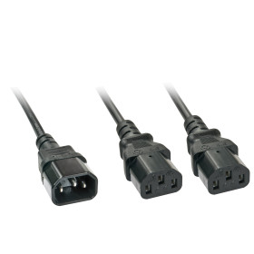 LINDY Rallonge secteur C14 vers 2x C13, 2m