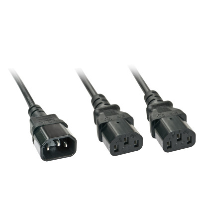 LINDY Rallonge secteur C14 vers 2x C13, 2m