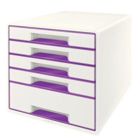 Bloc de classement 5 tiroirs wow leitz , blanc violet