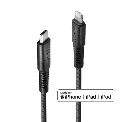 LINDY Câble renforcé USB type C vers Lightning, charge & synchro, 2m