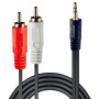 LINDY Câble audio Premium 2 x RCA (Cinch) mâle vers jack 3,5mm mâle, 3m