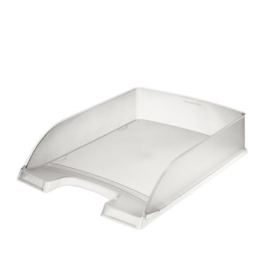 Corbeille a courrier opaque leitz plus, transparent givre