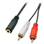 LINDY Câble audio Premium 2 x RCA (Cinch) vers jack 3,5mm femelle, 25cm
