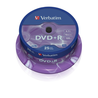 Dvd+r verbatim - 4.7 go   120 min 16x - 25 pièces en cloche