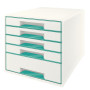 Bloc de classement 5 tiroirs wow leitz , blanc menthe