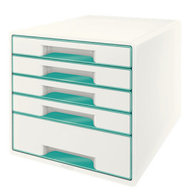 Bloc de classement 5 tiroirs wow leitz , blanc menthe