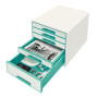 Bloc de classement 5 tiroirs wow leitz , blanc menthe