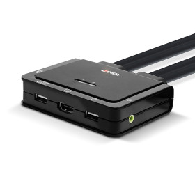 LINDY Switch KVM 2 ports HDMI 4K60, USB 2.0 & audio, câbles intégrés