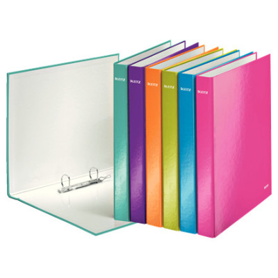 Classeur 2 anneaux plastifie A4 25mm WOW Leitz, Assortis