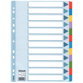 Intercalaire carton, a4, 12 touches esselte, multicolore