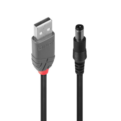LINDY Câble USB 2.0 Type A vers DC 5.5mm 2.5mm, 1.5m