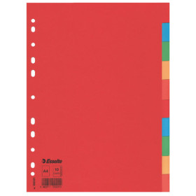 Intercalaire carton, a4, 10 touches esselte, multicolore